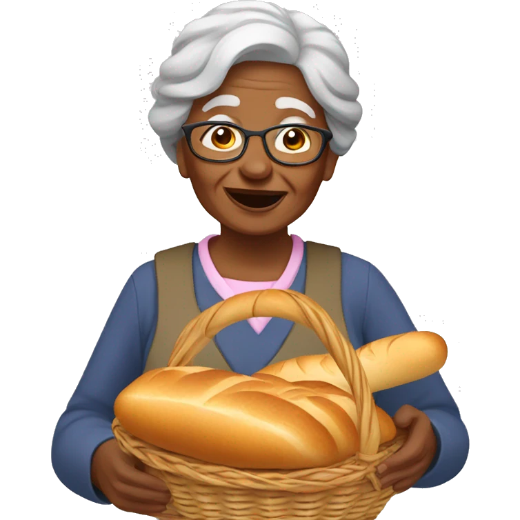 grandma with bread basket emoji