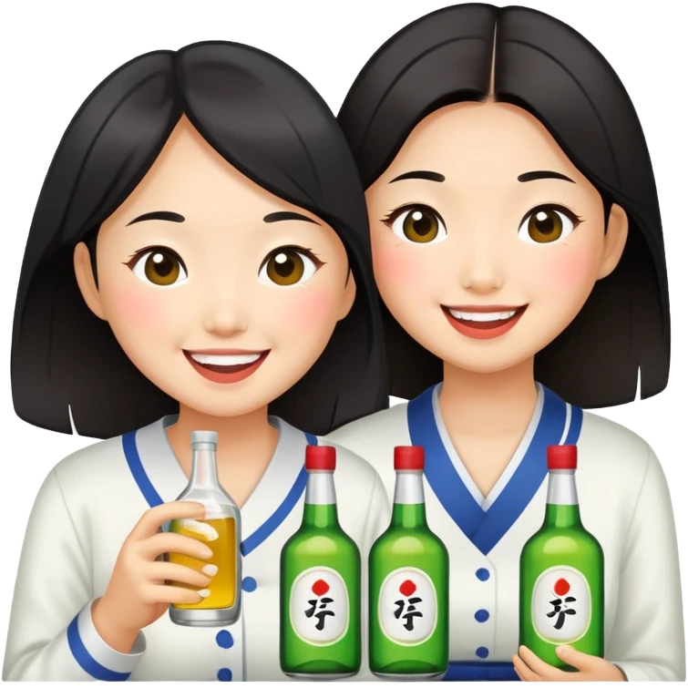 Two Asian girls really drunk with soju emoji
