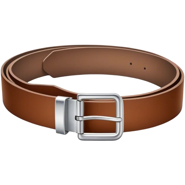A standalone leather belt, folded neatly, brown color with a silver buckle — no background, no personbelt emoji