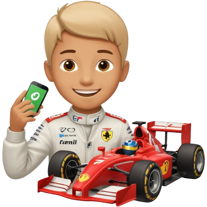 boy playing with formula 1 car emoji