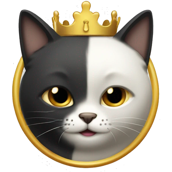 Gato blanco y negro con una corona dorada mancha en la nariz emoji