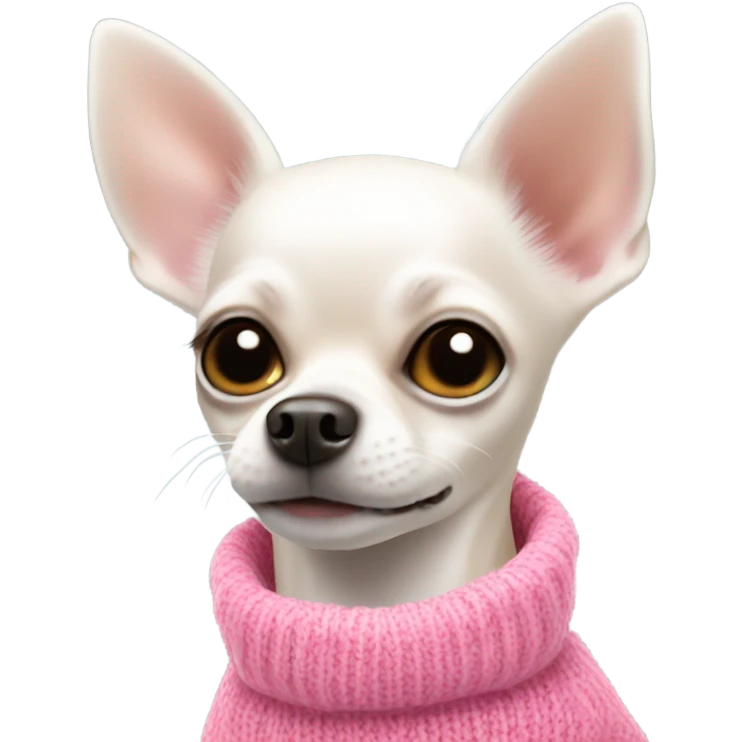 White chihuahua pink sweater  emoji