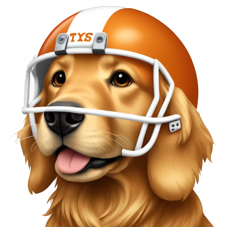 golden retriever with texas longhorns orange football helmet  emoji