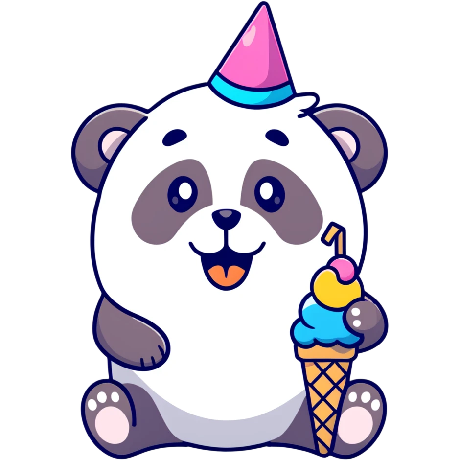 Panda eating ice cream emoji