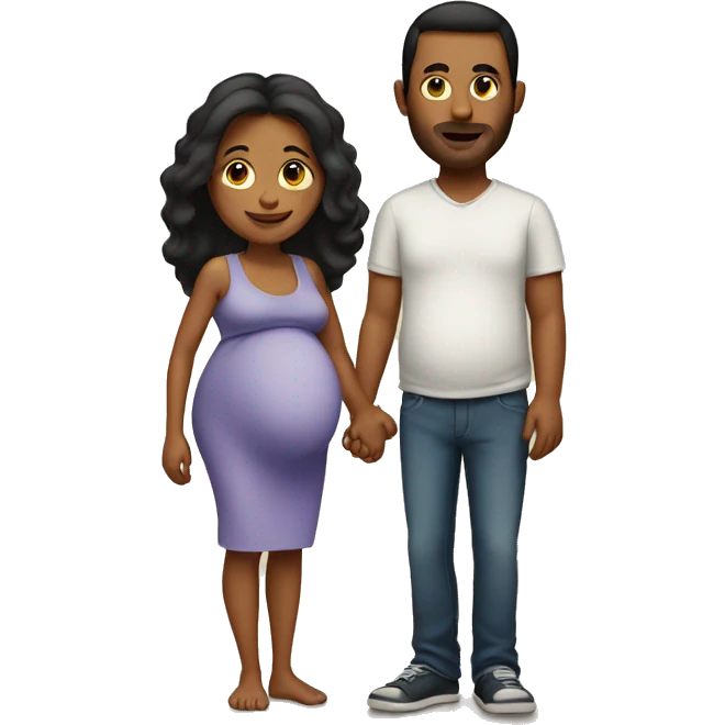A pregnant woman with her husband  emoji