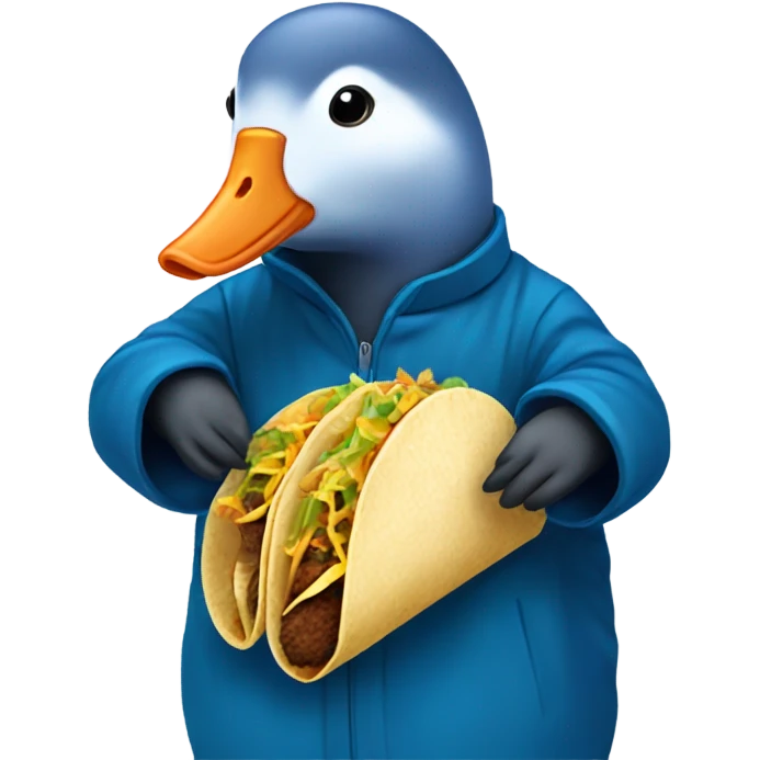 Eurasian coot  wearing a blue coat eating tacos emoji