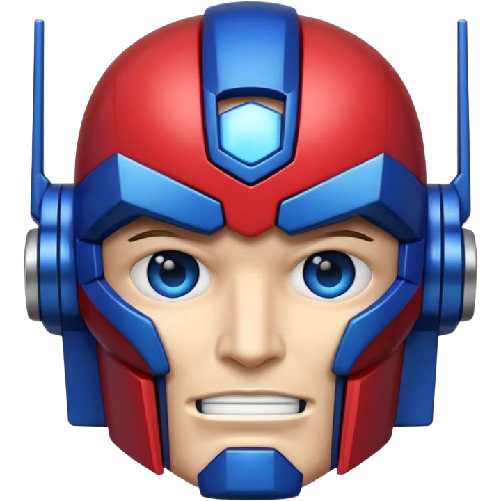 Optimus Prime emoji, apple style, close-up of faceplate and blue eyes, no text emoji