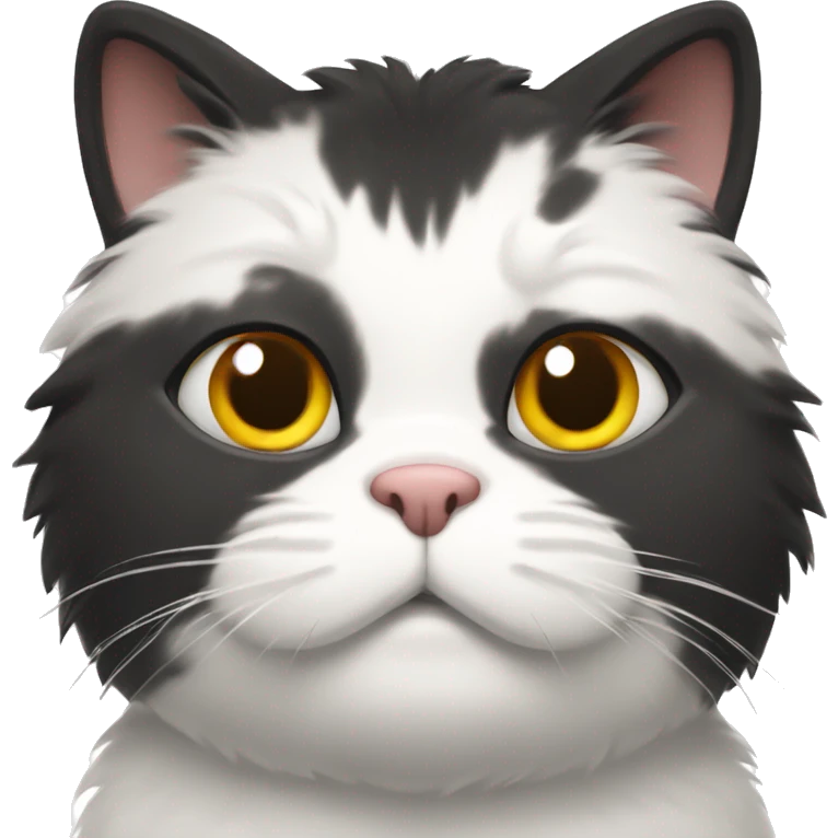 Fat fluffy Black and white cat emoji