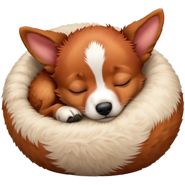 Sleeping red heeler puppy curled up in a ball emoji