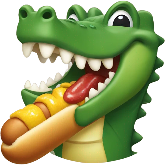 Alligator eating a corn dog emoji