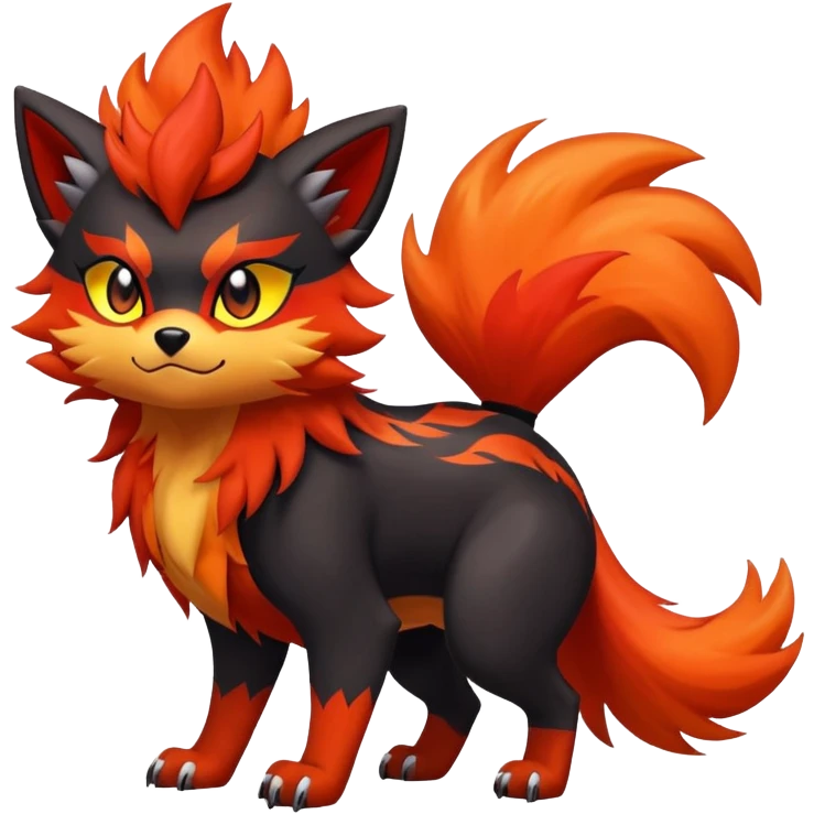 Zorua-Pyroar-Litten-Fakémon-hybrid-creature (full body)  emoji