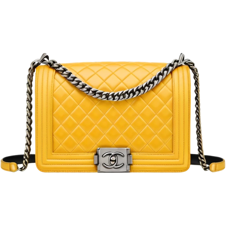 chanel le boy butter yellow bag with gold hardware emoji