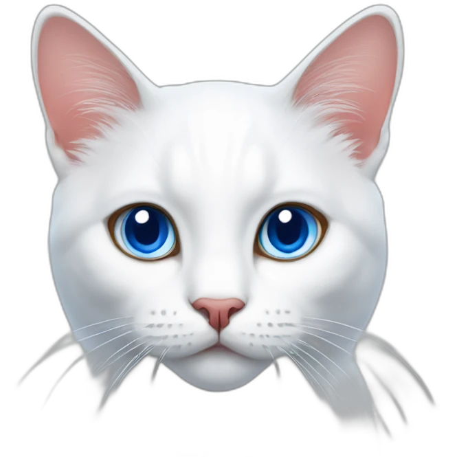 White and red colored cat with big blue eyes emoji