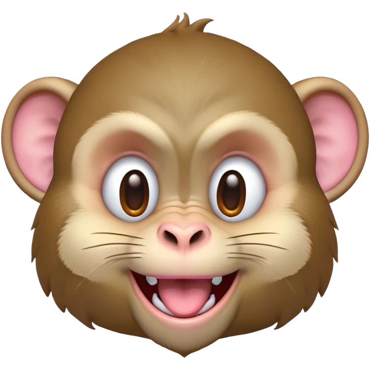Cinematic Adorably Mischievous Macaque Portrait Emoji, Head tilted in a playful wink with an exaggerated, cheeky grin and a slightly raised eyebrow, featuring a compact, nimble build with fluffy fur and round, twinkling eyes brimming with mischief, Simplified yet irresistibly endearing features, highly detailed, glowing with a bright, joyful radiance, high shine, lively and quirky, stylized with an air of whimsical primate fun, soft glowing outline, capturing the essence of a mischievous macaque that seems ready to pull a playful face and scamper into your heart! emoji