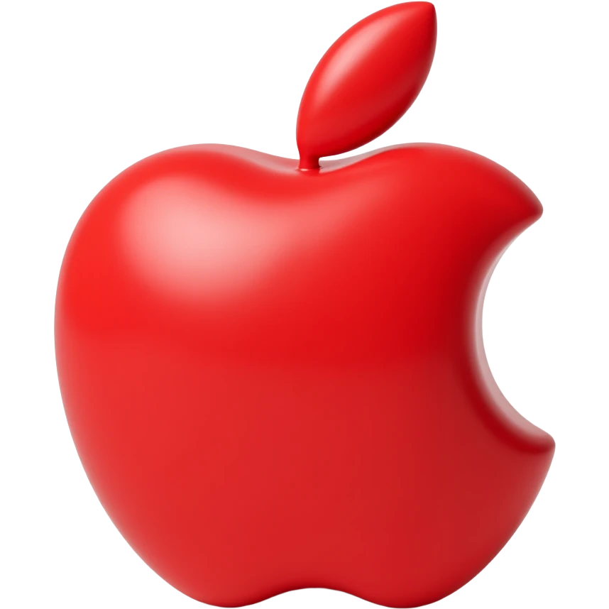 glossy red apple icon, skeuomorphism style emoji