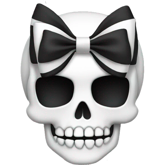 white bow with black skull emoji