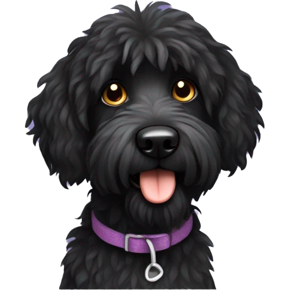 Scruffy black Australian doodle dog  emoji