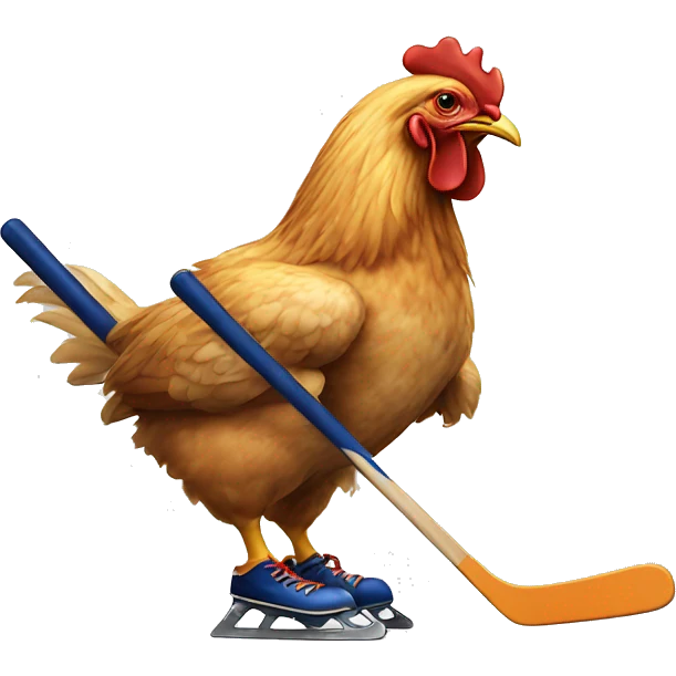 A chicken playing hockey emoji
