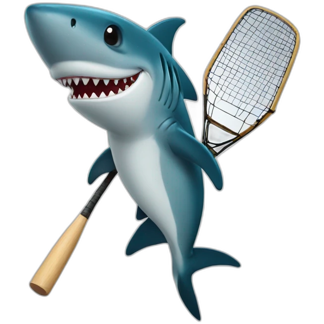 shark holding cricket bat emoji