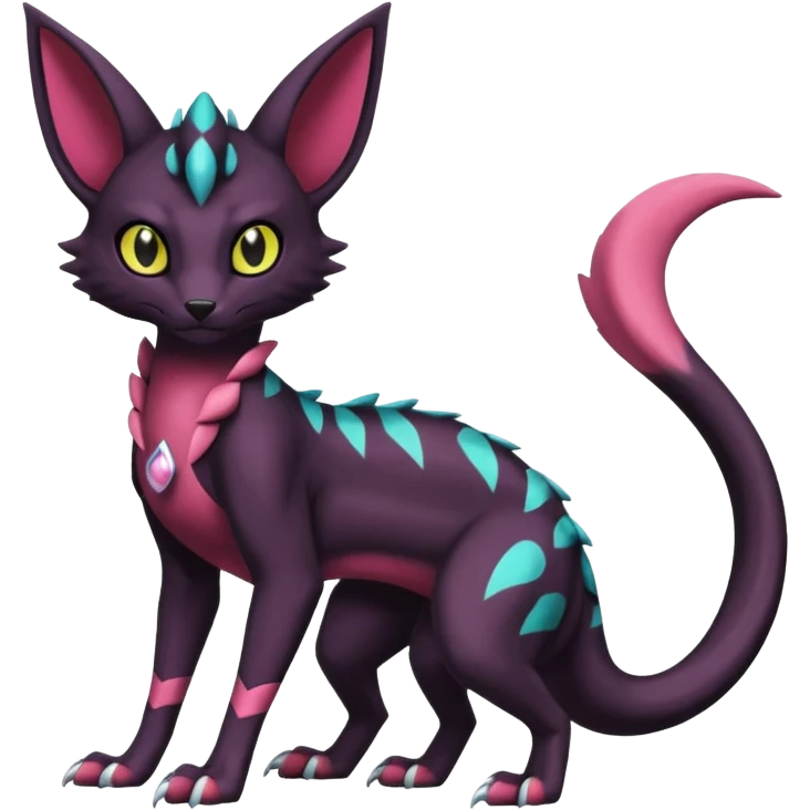 Shiny Salandit-Umbreon-Serval-Noivern-Noibat-Hybrid (Full body) emoji