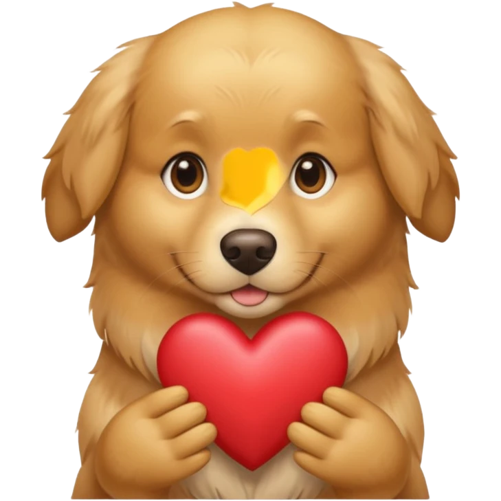 A dog holding a heart (modeled after a Golden Retriever) emoji
