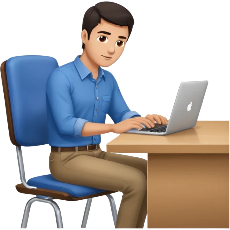 Rich man sitting on a chair, working at desk, looking to laptop in office, in shirt, dark hair, he is german very beautiful looks like, full body view emoji