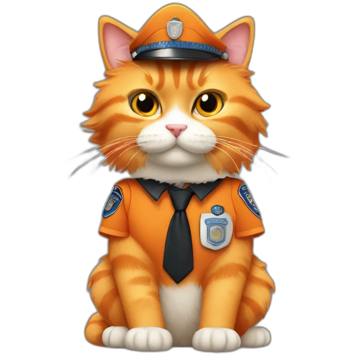 orange fluffy cat with arms and legs - police officer emoji