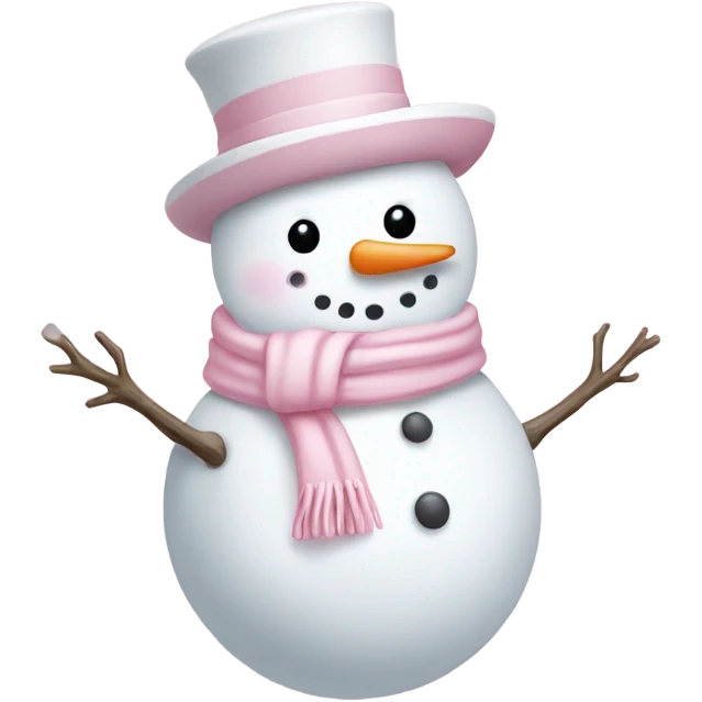 Cute white and light pink snowman emoji
