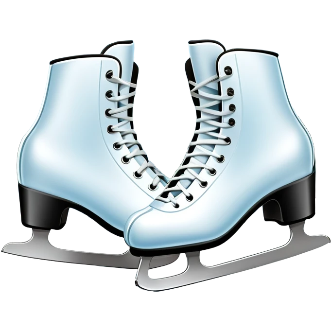 An icon showing a pair of elegant ice skates gliding across a smooth, frozen rink with snowflakes in the air. In the background, twinkling lights, winter trees, and cheering spectators create a festive atmosphere. Transparent background highlights the grace and charm of ice skating. emoji