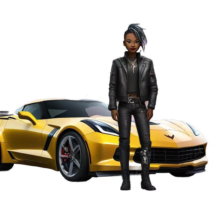 cyber punk next to corvette emoji