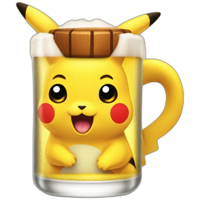 tête de picachu boit une bière emoji