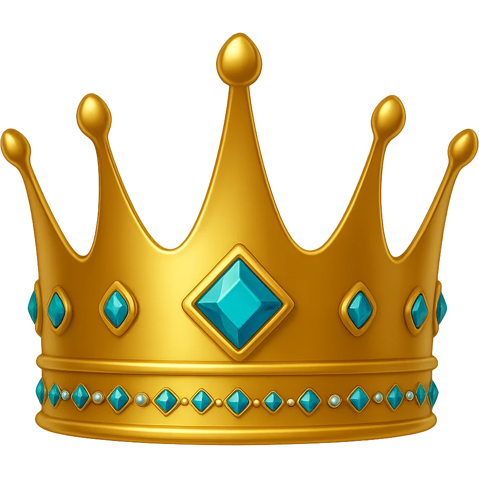 Make the princess crown gold and shiny, keep the original style. emoji
