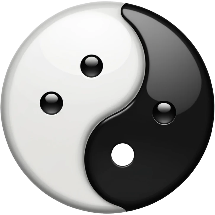 Yin and Yang glowing black and white in 32x32 emoji
