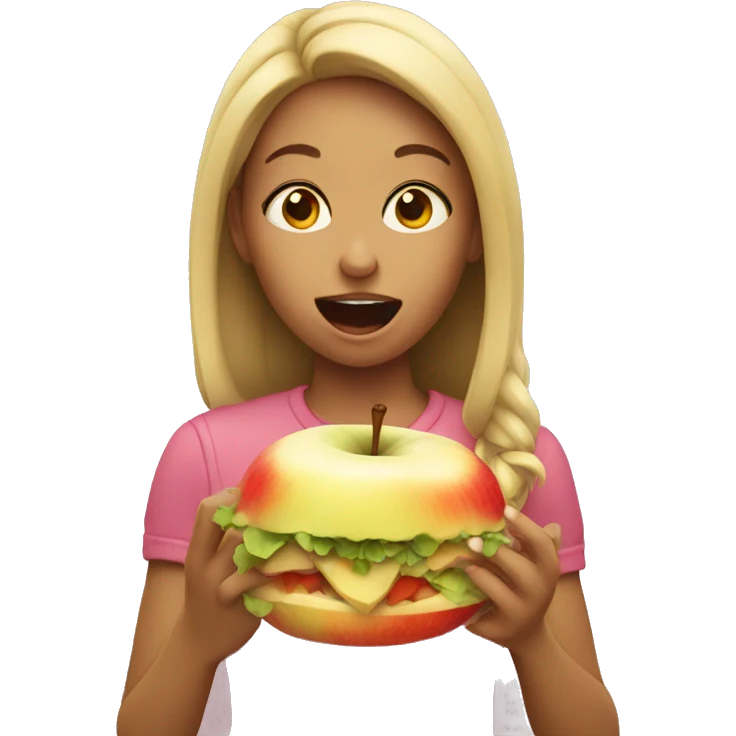 girl eats apple emoji