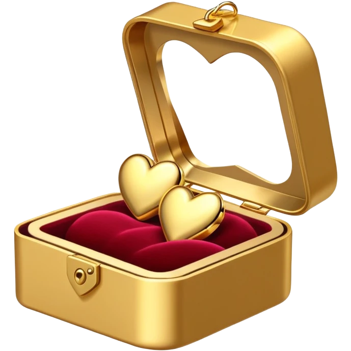 Gold heart earrings in a box opened to the right side emoji