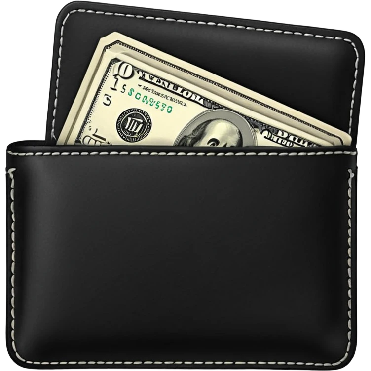 blow wallet with a single one dollar bill inside, just one dollar emoji