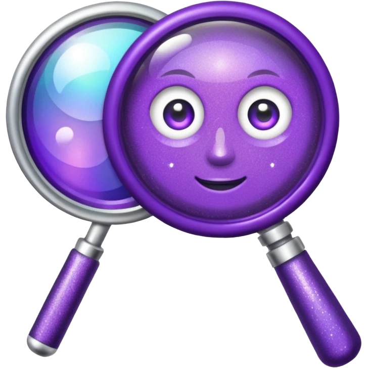 glitter purple and magnifying glass emoji