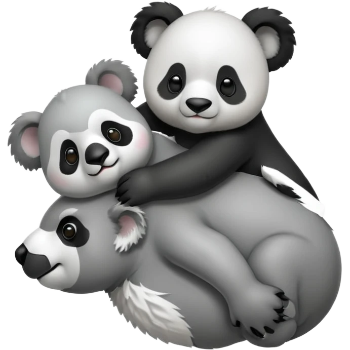 Small Panda riding big koala’s back emoji