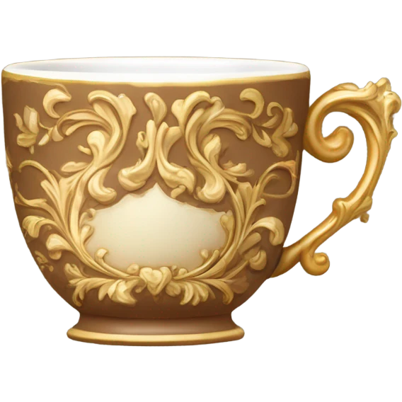 Light brown and gold vintage rococo coffee cup  emoji