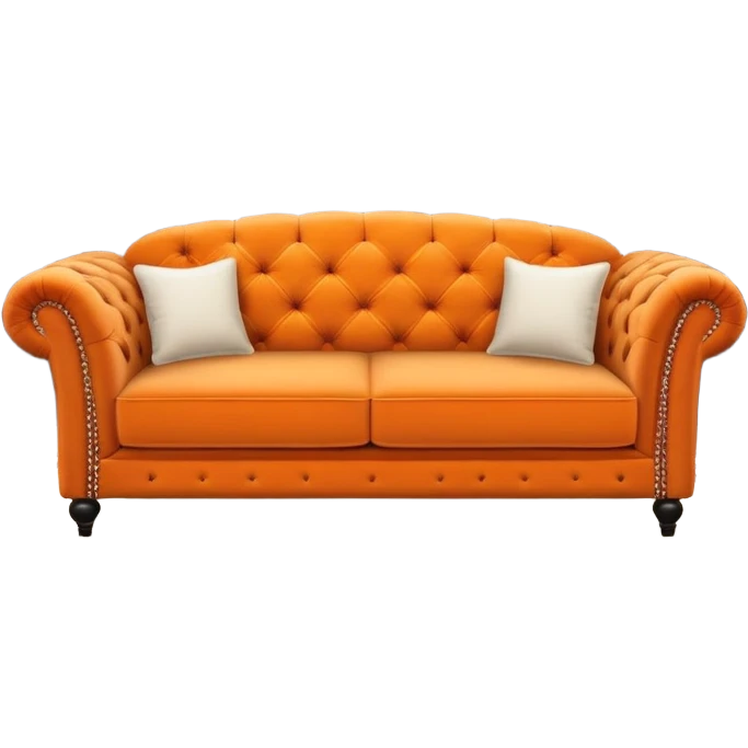 A cozy, vintage-style orange couch sitting in the middle of the Central Perk café, inspired by the famous Friends TV show. emoji