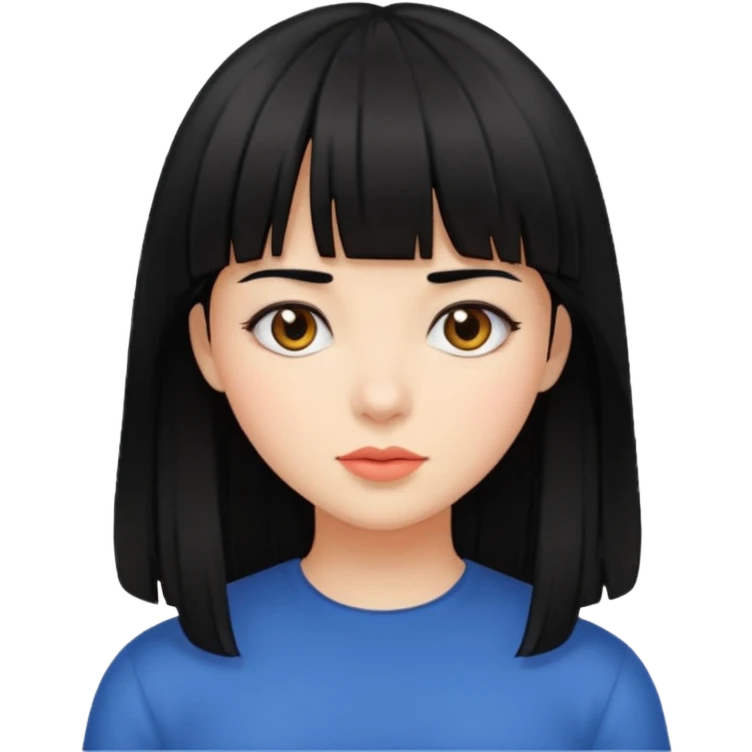 black hair with bangs girl emoji