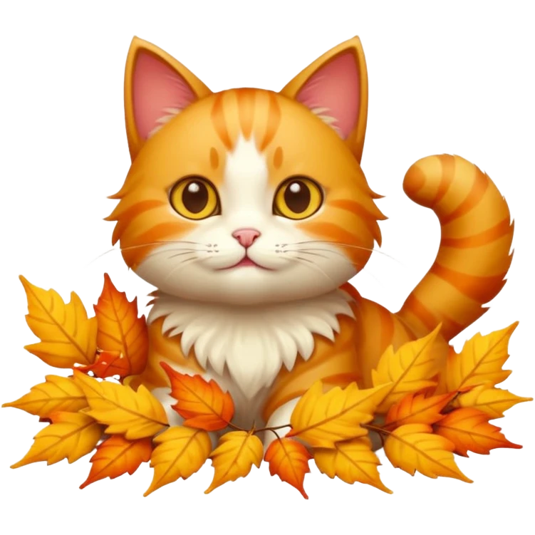 cat playing in fall leaves  emoji