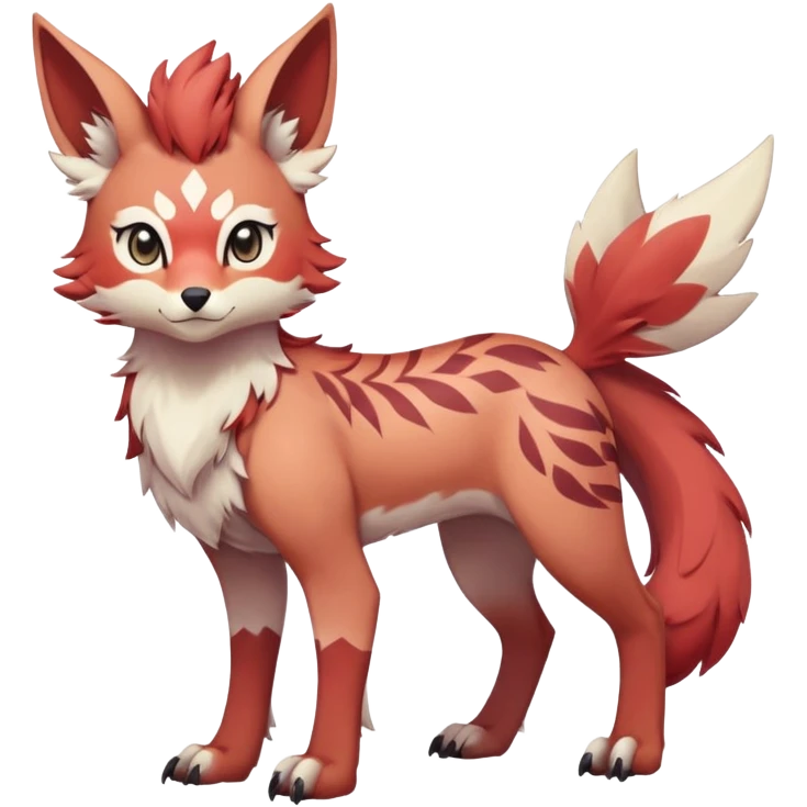 Male cute cool exotic anime-styled Falvie-Fionbri-fantasy-creature-Fakémon-Pokémon, full body, with markings emoji
