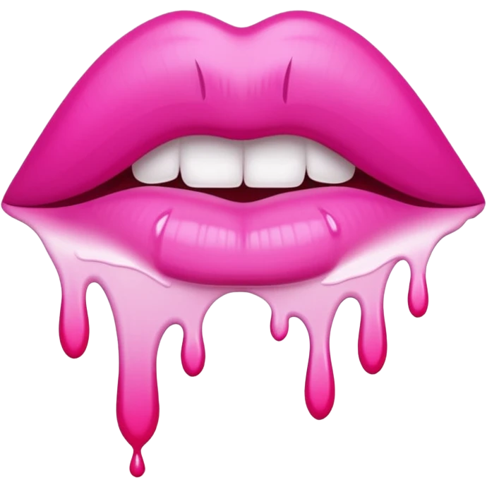 White paint dripping from hot pink ombre glossy lips emoji