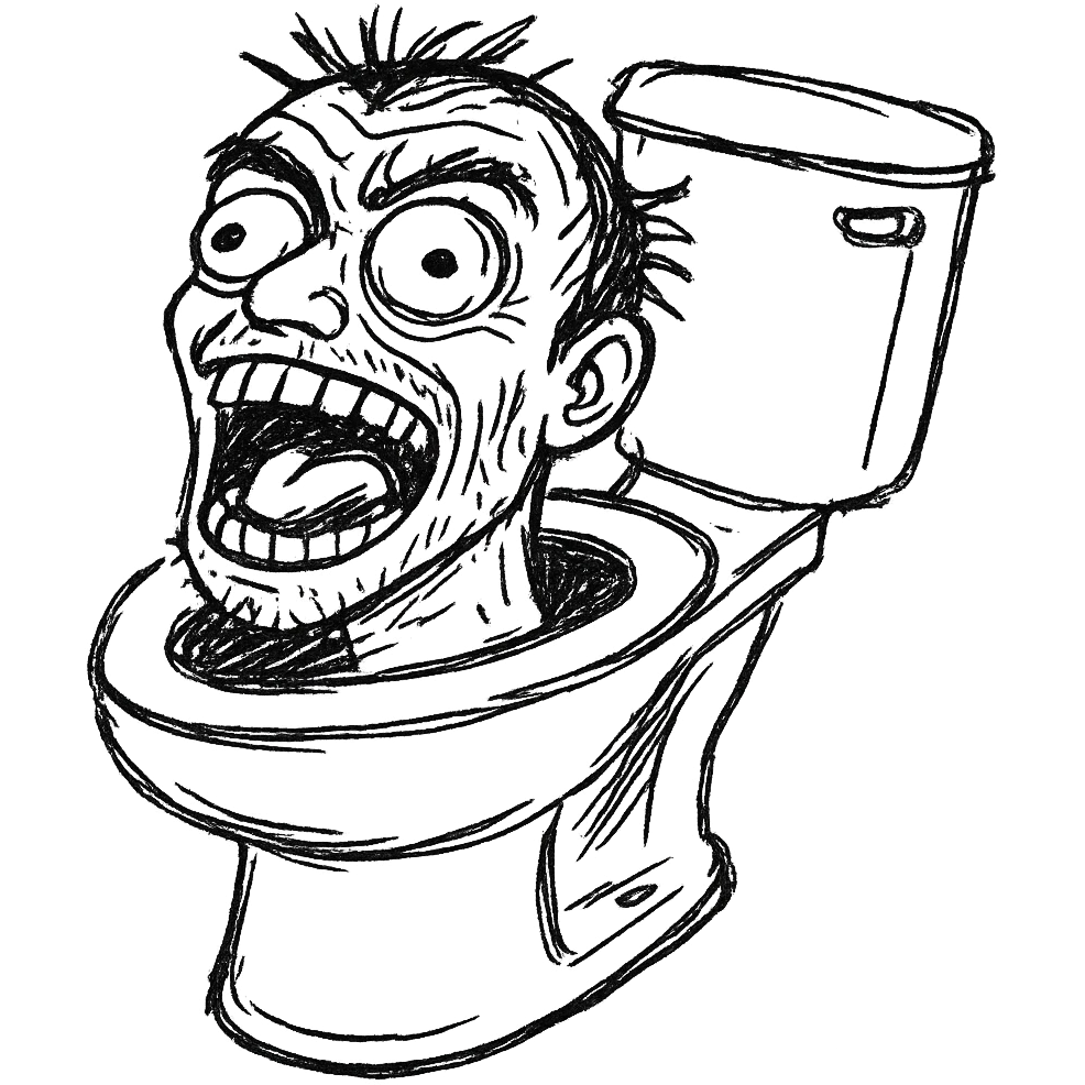 skibidi toilet meme, silly and chaotic style, exaggerated facial expression, meme vibe emoji