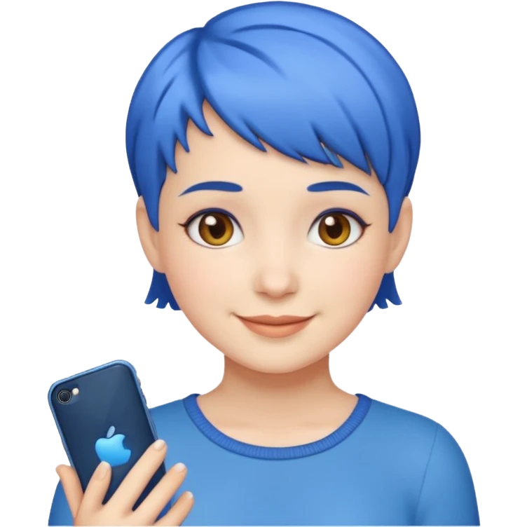 iPhone emoji girl with short blue hair  emoji