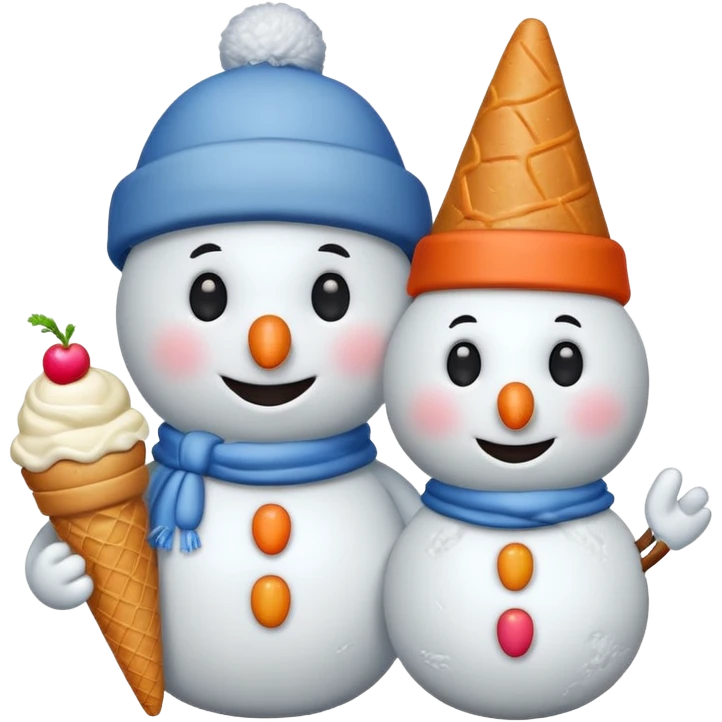 snowmen wearing cap with ice cream emoji