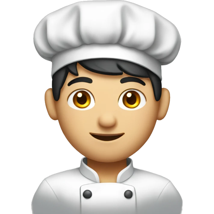 Male Chef with black short hair and a chef hat emoji