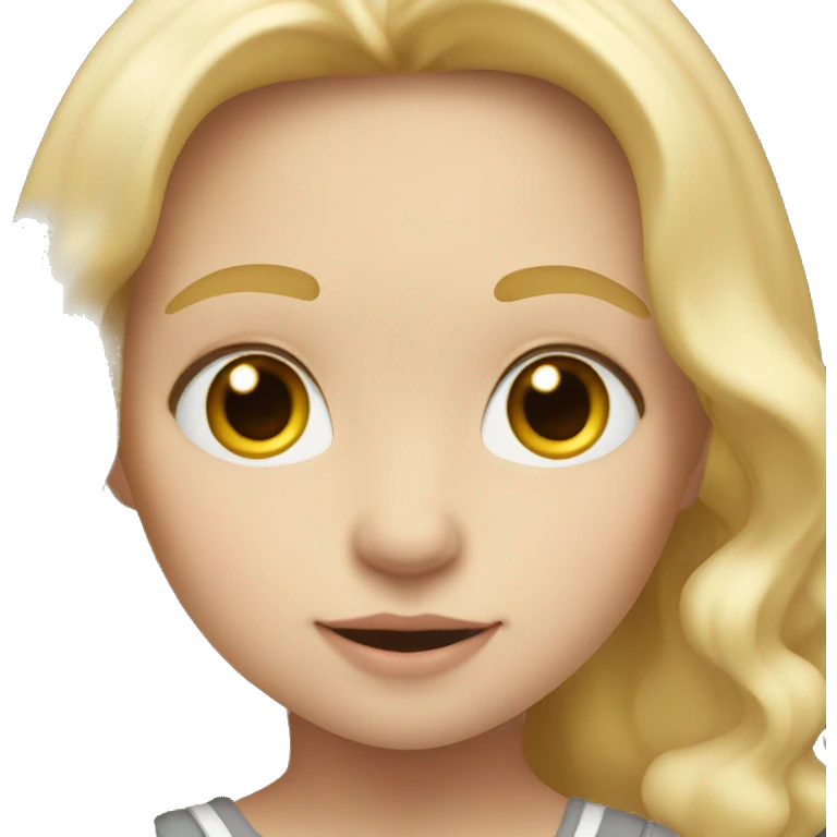 white toddler with shoulder length blonde hair and hazel eyes emoji