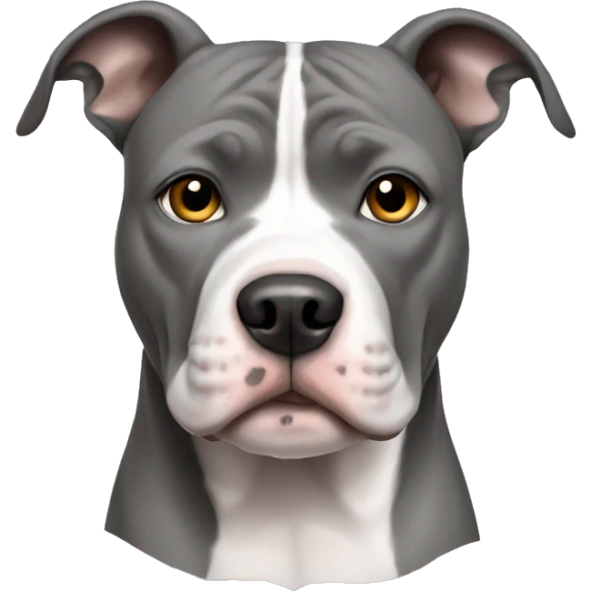 Pitbull with solid grey face and white chest emoji